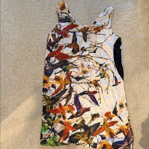 Colorful Bird Print Sleeveless Dress